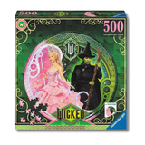 Ravensburger puzzle box featuring characters from 'Wicked' with decorative elements.