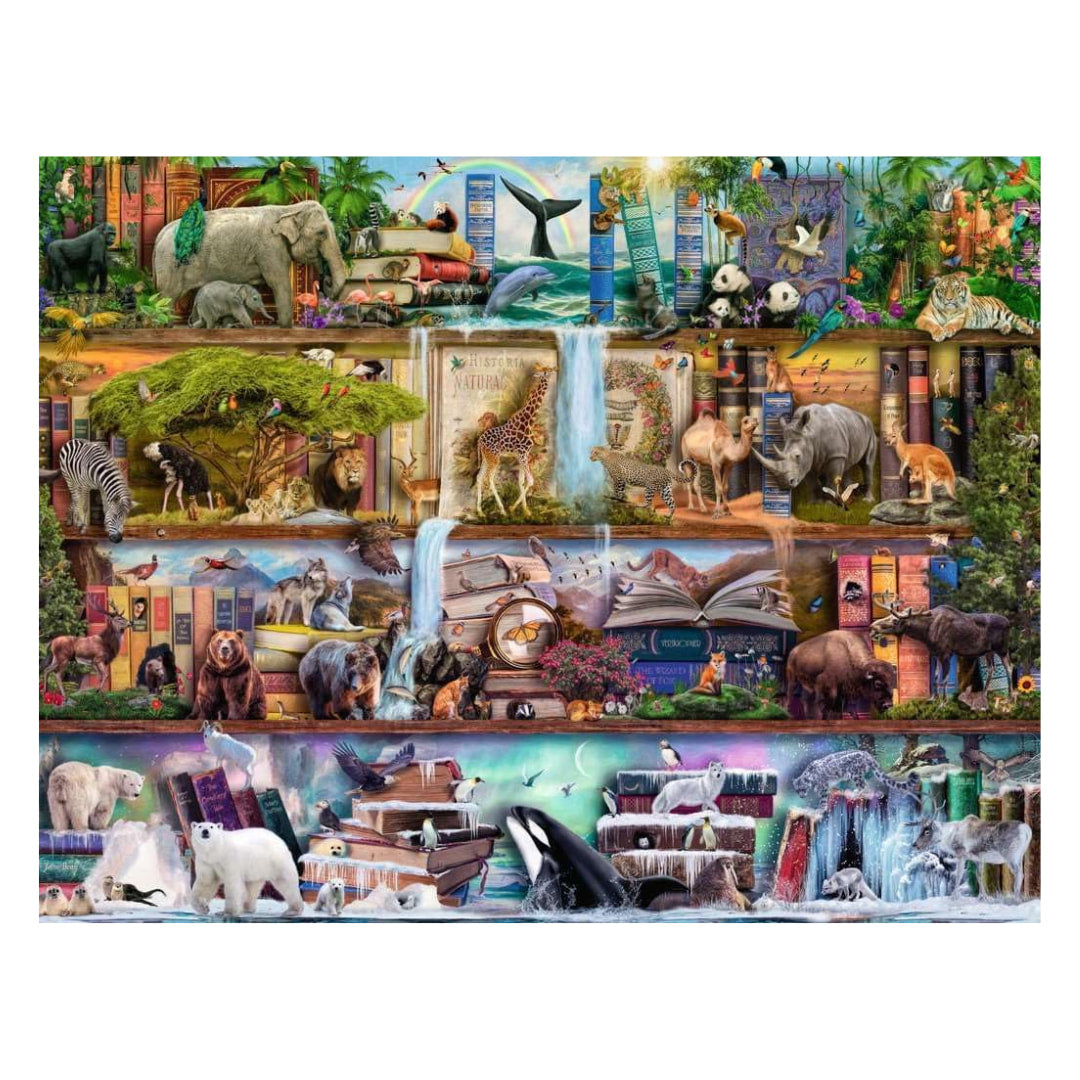 Collage of various animals in different habitats on a white background