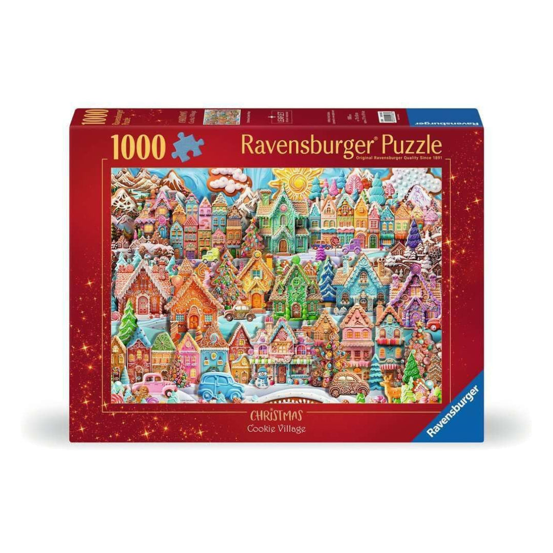Ravensburger Christmas Cookie Village puzzle box on a white background