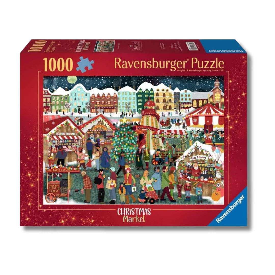Ravensburger Christmas Market puzzle box with colorful illustration of a winter scene.