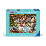 Ravensburger Disney puzzle box with Christmas scene and snow globes on a white background