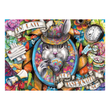 Colorful illustration of a rabbit in a top hat with decorative elements and text.