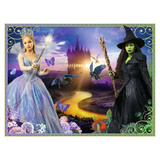 Two characters from a fairy tale or fantasy story with a castle in the background.