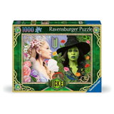 Ravensburger puzzle box featuring two characters from Wicked with decorative green border
