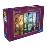 Ravensburger 7000-piece puzzle box with colorful illustrations on a white background
