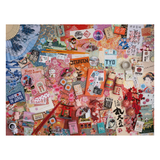 Collage of Japanese-themed stickers and images on a white background