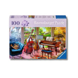 Ravensburger puzzle box with musical instruments and a dog on a white background