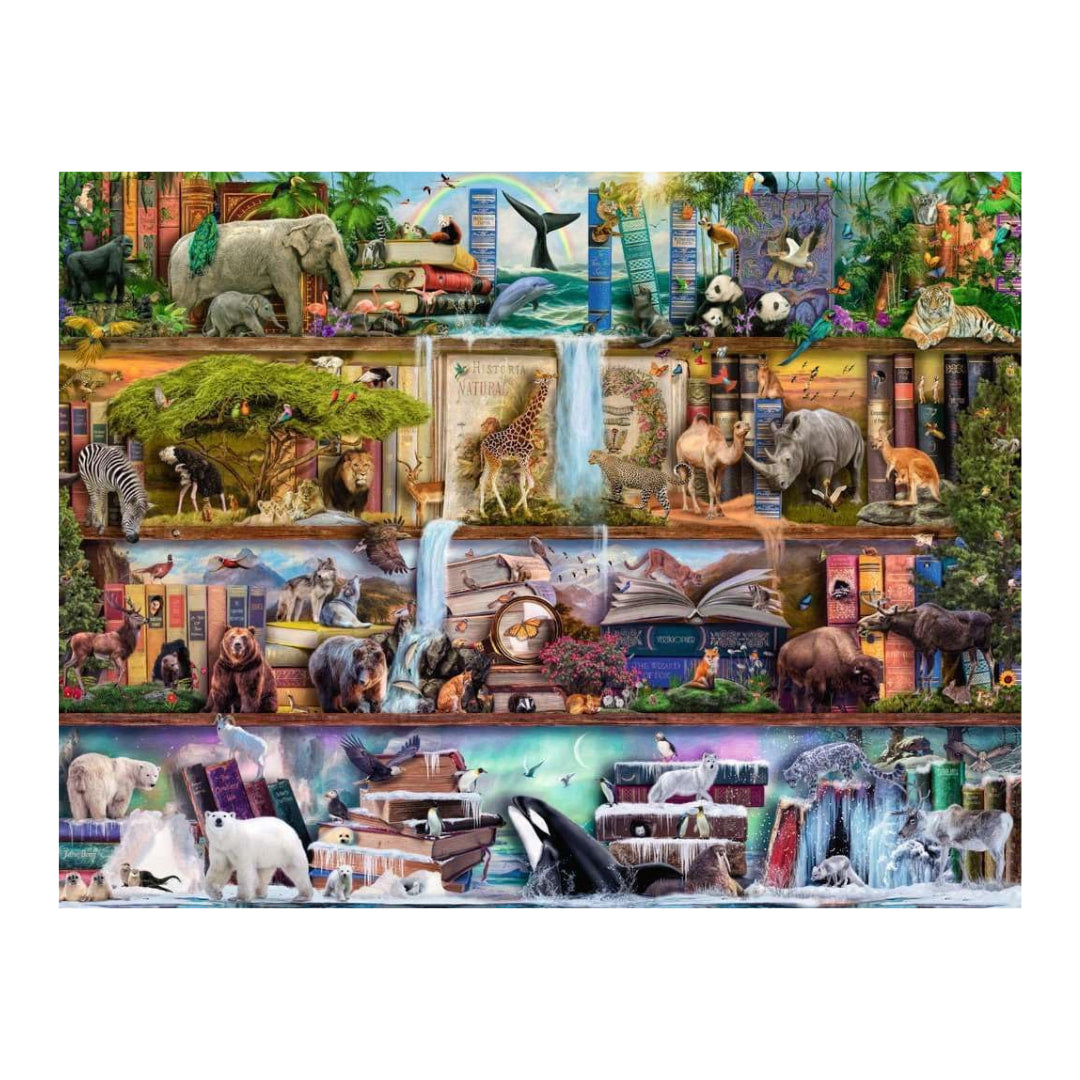 Ravensburger Puzzles - Aimee Stewart Wild Kingdom Shelves 2000 Piece Jigsaw Puzzle  - The Puzzle Nerds 