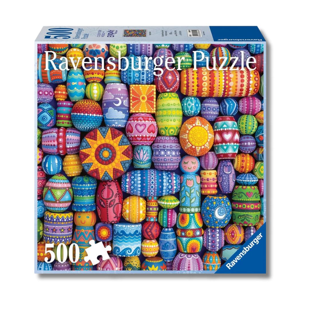 Ravensburger puzzle box with colorful beads design on a white background