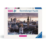 Ravensburger 1000-piece jigsaw puzzle box featuring a London cityscape with Big Ben, the London Eye, and Skynet Tower, shown on a white background.