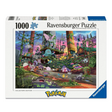Ravensburger Puzzle 1000-piece Collector's Edition Pokémon jigsaw puzzle box featuring a colorful forest scene with Pokémon characters, shown on a white background.