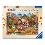 Ravensburger puzzle box with a scenic autumn-themed design featuring a cottage and nature elements.