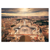 A square art print or poster featuring an aerial view of St. Peter's Square in Vatican City, with the colonnade, plaza, and surrounding cityscape under a dramatic cloudy sky.
