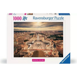 Ravensburger 1000-piece jigsaw puzzle box featuring an aerial view of St. Peter's Square in Vatican City, with the Ravensburger brand name and 'Beautiful Skylines' label on a white background.