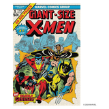 Vintage Marvel Comics Group Giant-Size X-Men #1 comic book cover featuring Wolverine, Cyclops, and other X-Men characters on a textured off-white background with bold red and black title text.