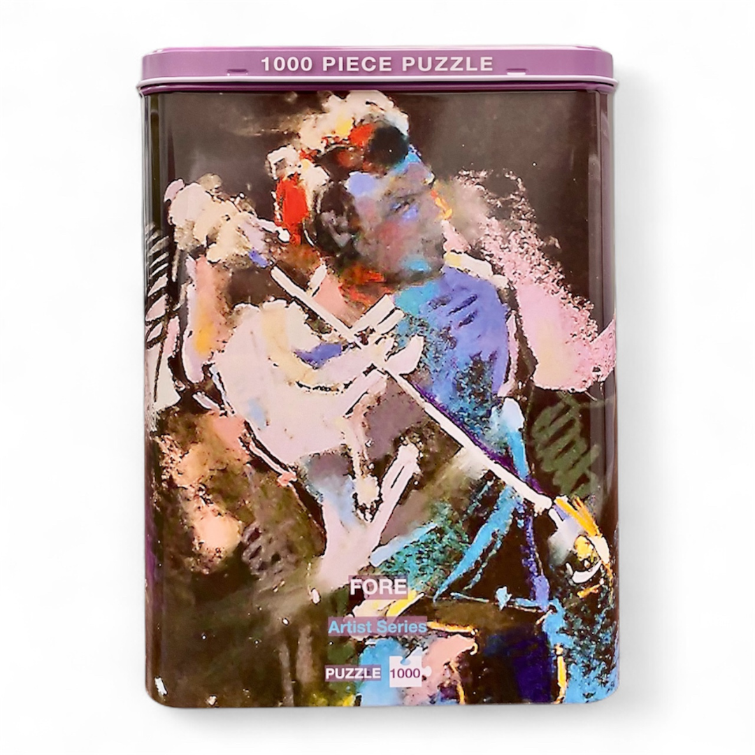 1000 piece puzzle packaging with abstract art design on a white background