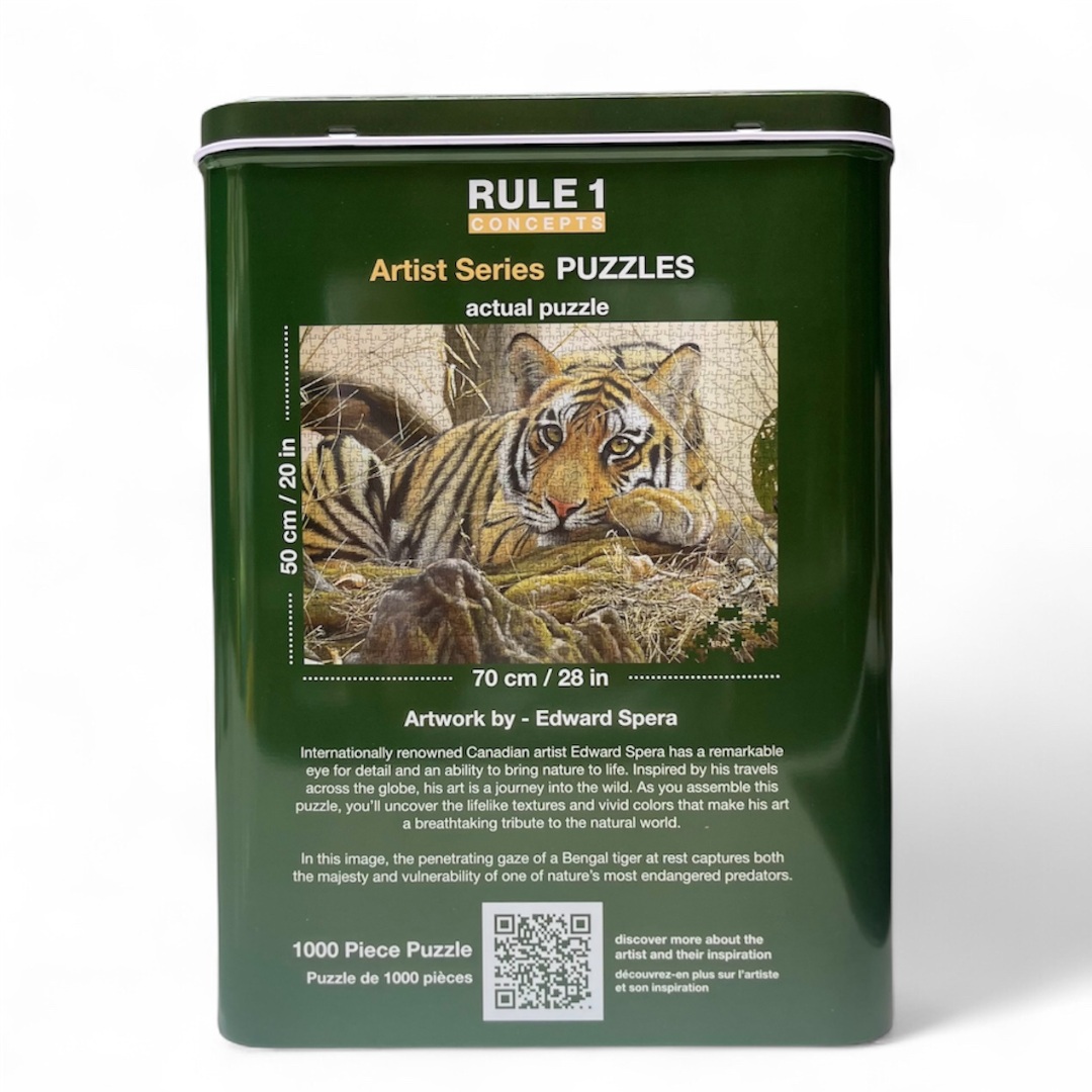 Rule 1 Artist Series Puzzles packaging with a tiger illustration on a green background