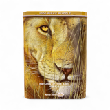 Metal puzzle tin with an image of a lion