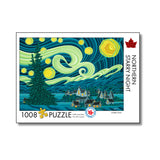Puzzle box with 'Northern Starry Night' design featuring a stylized night sky and landscape.