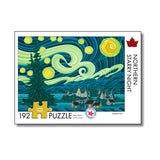 Puzzle box with 'Northern Starry Night' design featuring a stylized night sky and landscape.