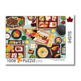 Sushi-themed puzzle packaging with various sushi items and a 'SUSHI' label.