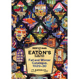 Vintage advertisement for Eaton's Fall and Winter Catalogue, 1929-30, with colorful illustrations of daily life and products.