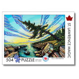 St. Lawrence Magic puzzle packaging with a scenic illustration of a lake and trees.