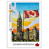 Puzzle box with a colorful illustration of a building and Canadian flag, featuring the title 'Canada Nostalgia'.
