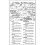 Chart of fishes of the Great Lakes with illustrations and labels.