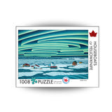 Jigsaw Puzzle box of northern lights and houses