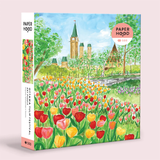 Jigsaw puzzle box of 500 piece puzzle of the Ottawa tulip festival