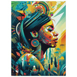 Colourful jigsaw puzzle image of a beautiful woman