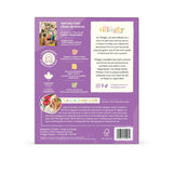 Back of Villager puzzle box with illustration of a room with plants and cats on a purple background