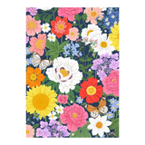 Colorful floral pattern with butterflies on a dark blue background