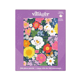 Villager 500 piece puzzle box with floral design on a purple background