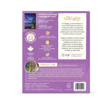 Villager puzzle packaging with purple border and text on a white background