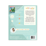 Back cover of a puzzle package with branding and text on a light blue background