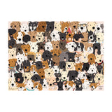 Pattern of various cartoon dogs on a white background