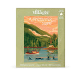 Vancouver Island-themed puzzle box with scenic illustration and 'villager' branding.