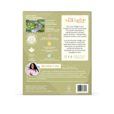 Villager Puzzles packaging with branding and contact information on a white background
