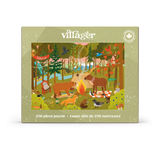 Villager Canada 250-piece jigsaw puzzle box featuring a colorful forest illustration with animals and a campfire, shown on a white background.
