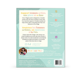 The back of a Villager puzzle box, featuring a light teal background with white text panels, product details, a small photo of the artisan, and a barcode.