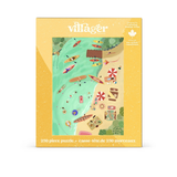 Villager puzzle box with beach scene illustration on a white background