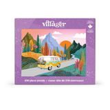 Villager 250 piece puzzle packaging with a van and mountain scene on a purple background