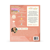 Back of a product packaging with text and branding on a white background