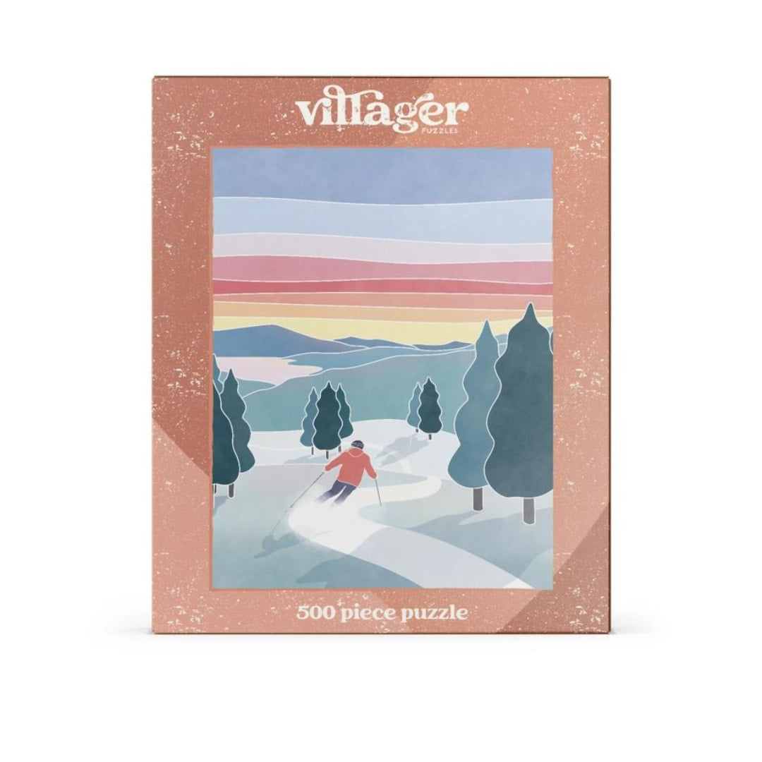 Villager Puzzles  - Sunset Ski 500 Piece Puzzle  - The Puzzle Nerds  