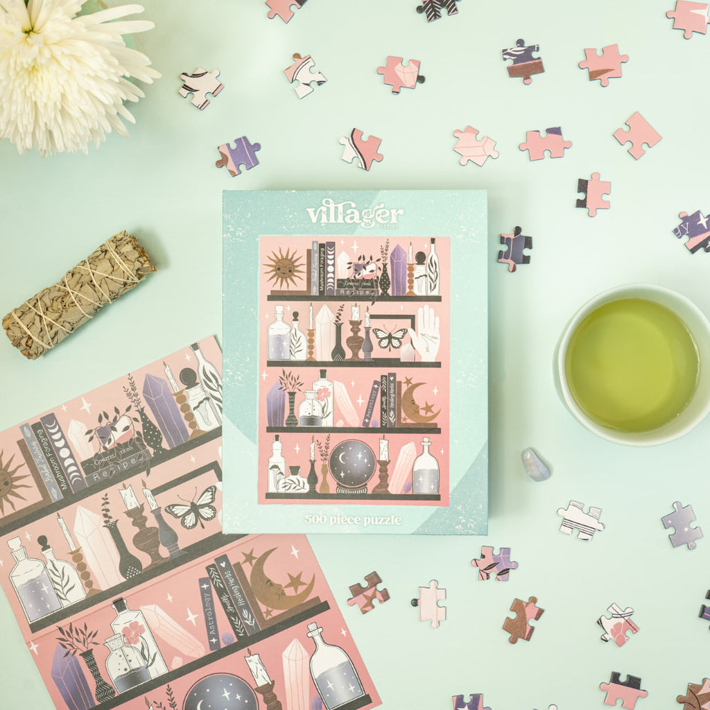 Villager Puzzles  - Mystic Bookshelf 500 Piece Puzzle  - The Puzzle Nerds  