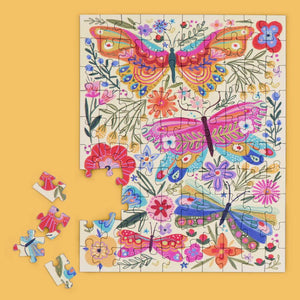 Werkeshoppe Puzzles - Butterfly Floral 100 Piece Puzzle Snax  - The Puzzle Nerds  