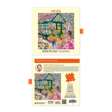 Werkeshoppe puzzle packaging with illustration of a garden scene and puzzle piece.