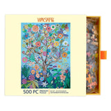Werkshoppe puzzle box with a colorful tree design on a white background